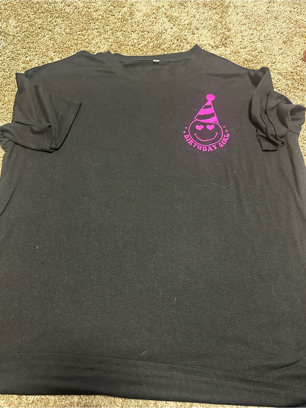Birthday Girl Black Tee with Pink Graphic - Kids